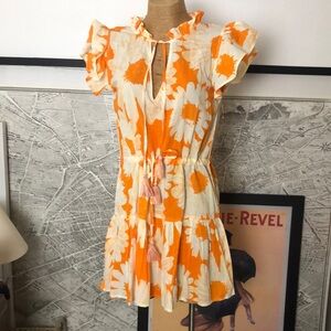 BINDU Orange and White Floral Dress Size M